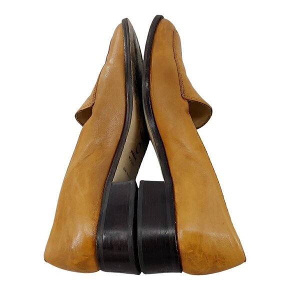 ANN TAYLOR LOFT Caramel Distressed Leather Slip-On Loafers 7M  Good Pre-Owned - Picture 8 of 9
